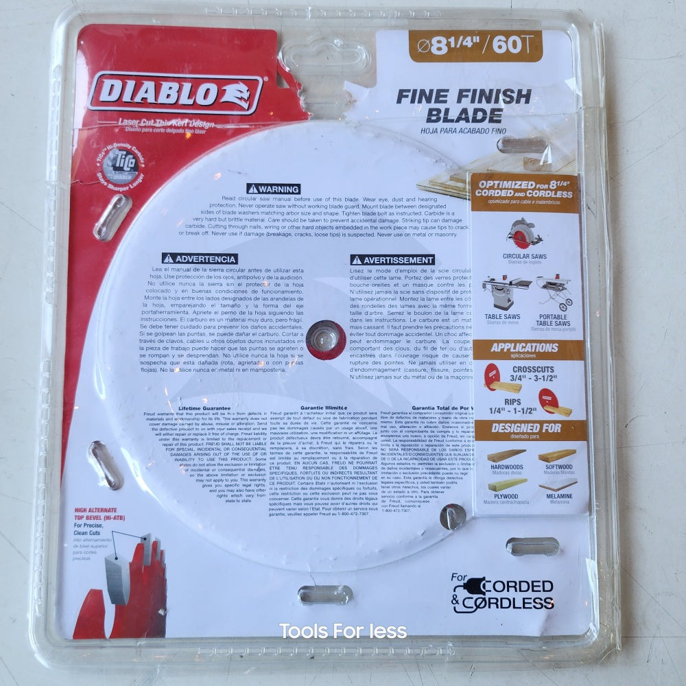 Diablo 8-1/4 in. X 60-teeth Fine Finish Circular Saw Blade Diablo 8-1/4 in. X 60-teeth Fine Finish Circular Saw Blade